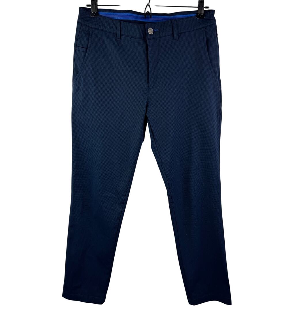Twillory Navy Men Performance Pants Houndstooth Straight Tailored Fit Size 31x30
